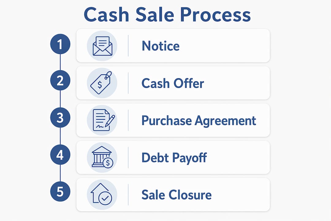 Infographic displaying cash sale step-by-step process