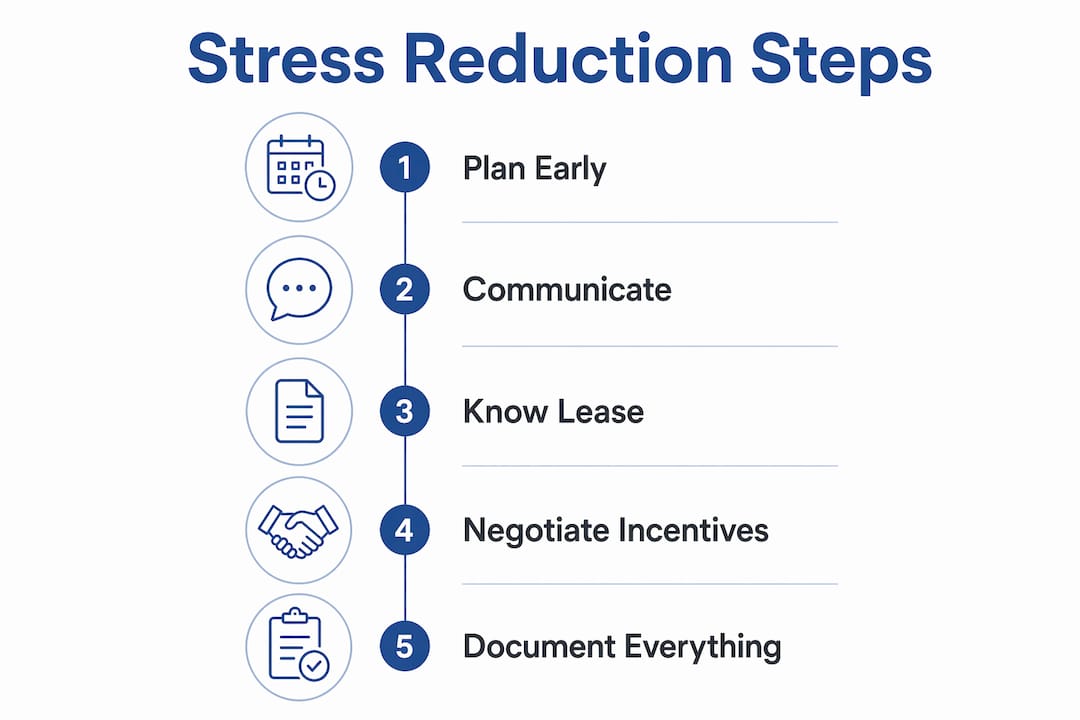 Infographic with landlord stress reduction steps