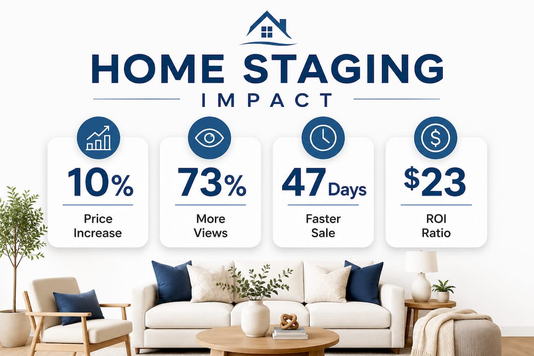 Infographic highlighting home staging sales impact statistics