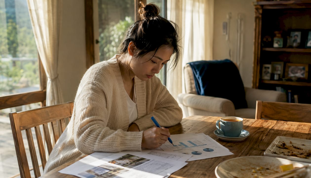 Hands marking real estate days on market report