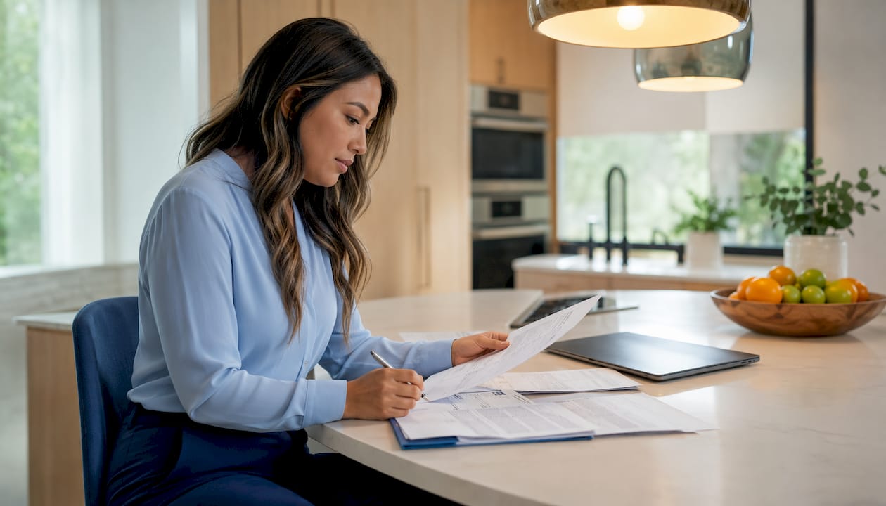 Real estate agent reviewing home inspection documents
