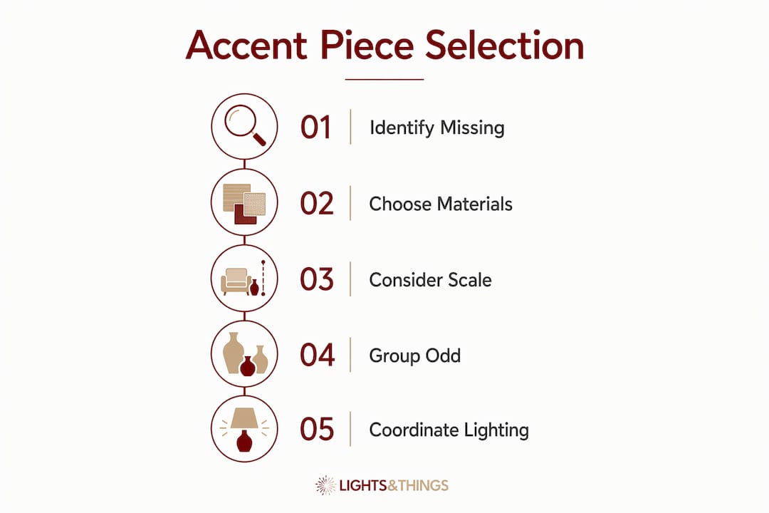 Infographic outlining accent piece selection steps