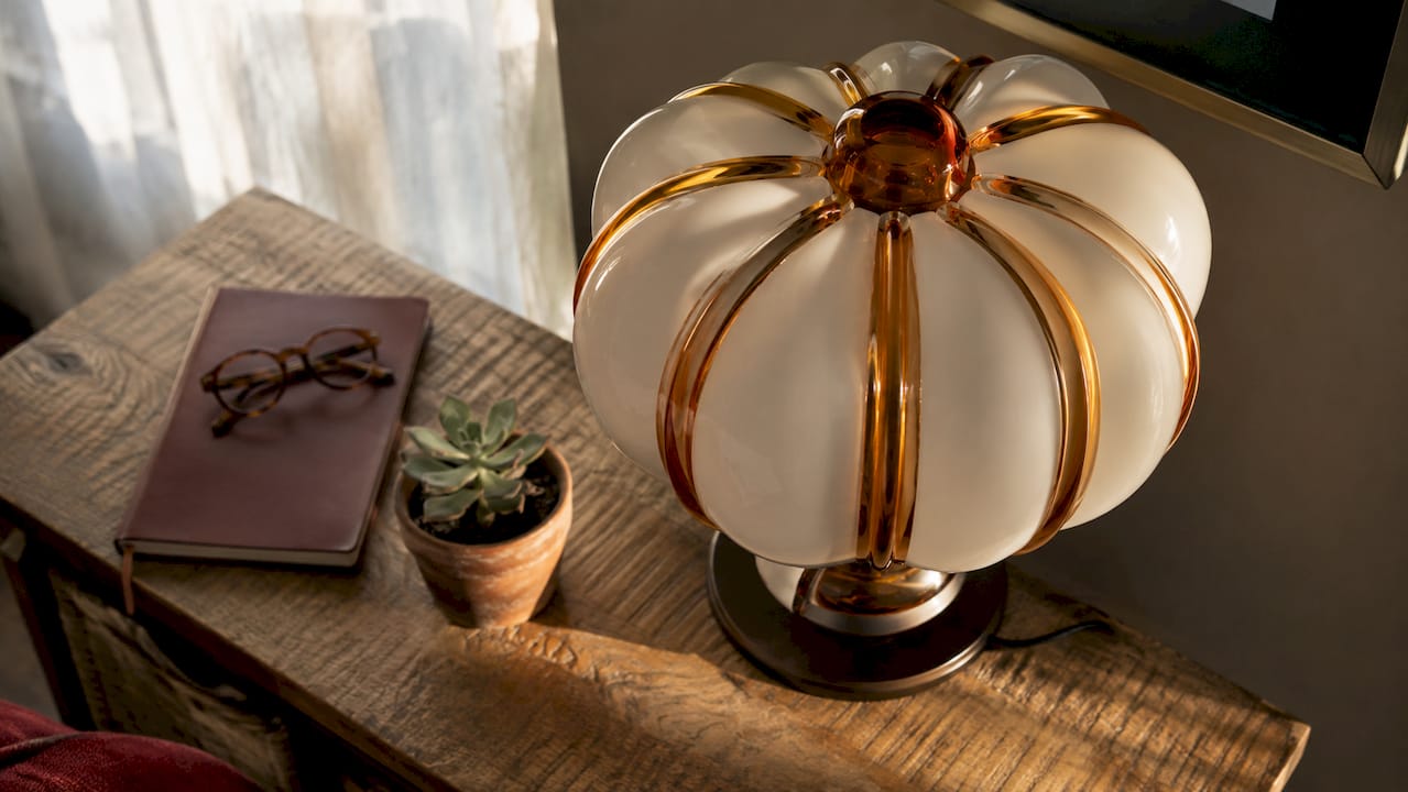 Close-up of sculptural lamp materials and hand-crafted details