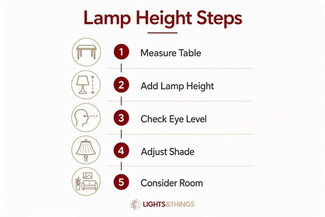 Infographic illustrating steps to determine lamp height