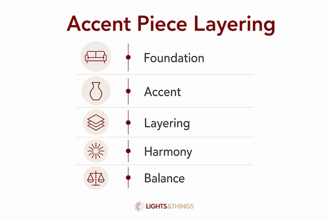 Infographic showing accent piece layering steps