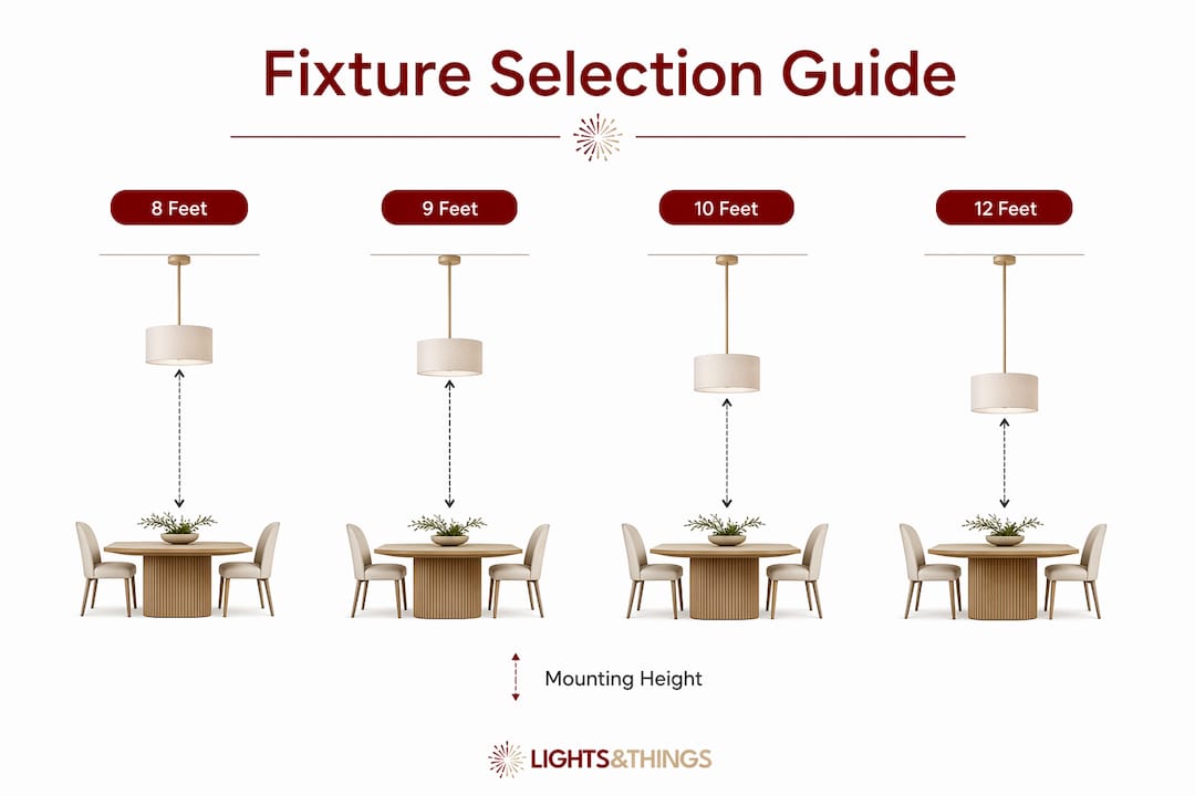 Infographic showing fixture selection by ceiling height