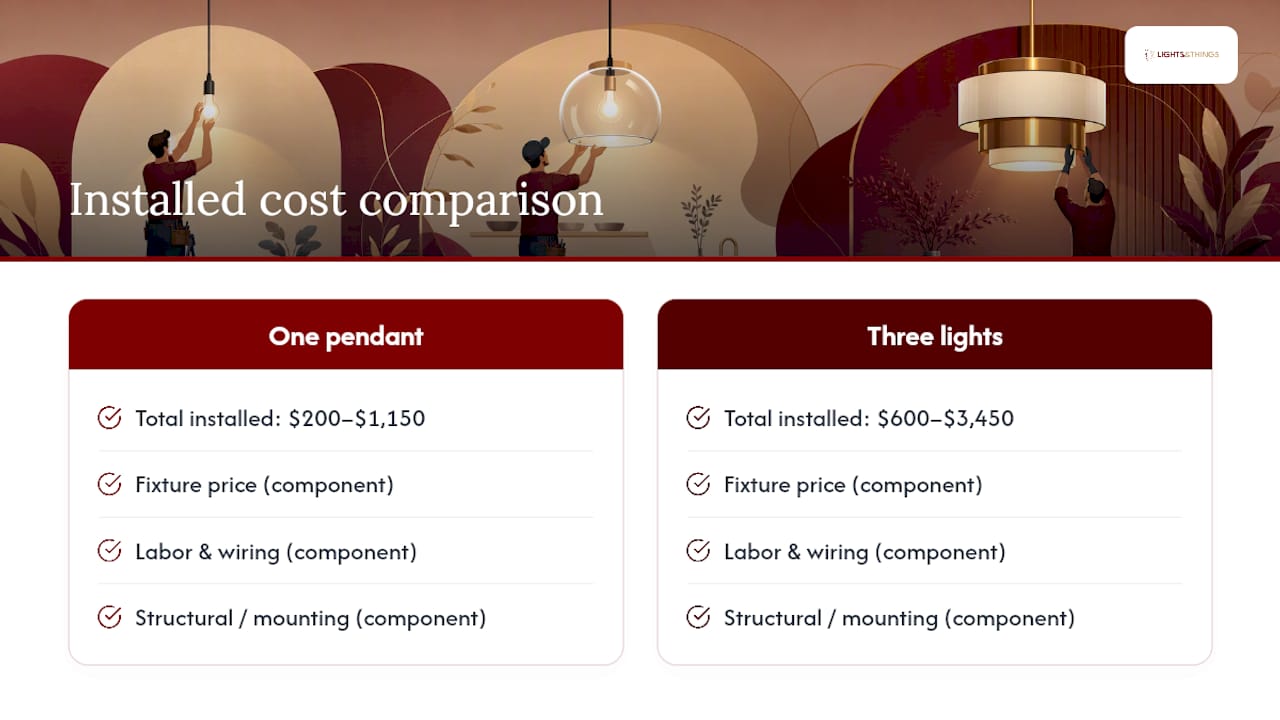 Pendant installation cost range comparison