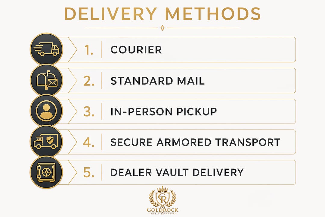 Infographic illustrating key precious metals delivery methods