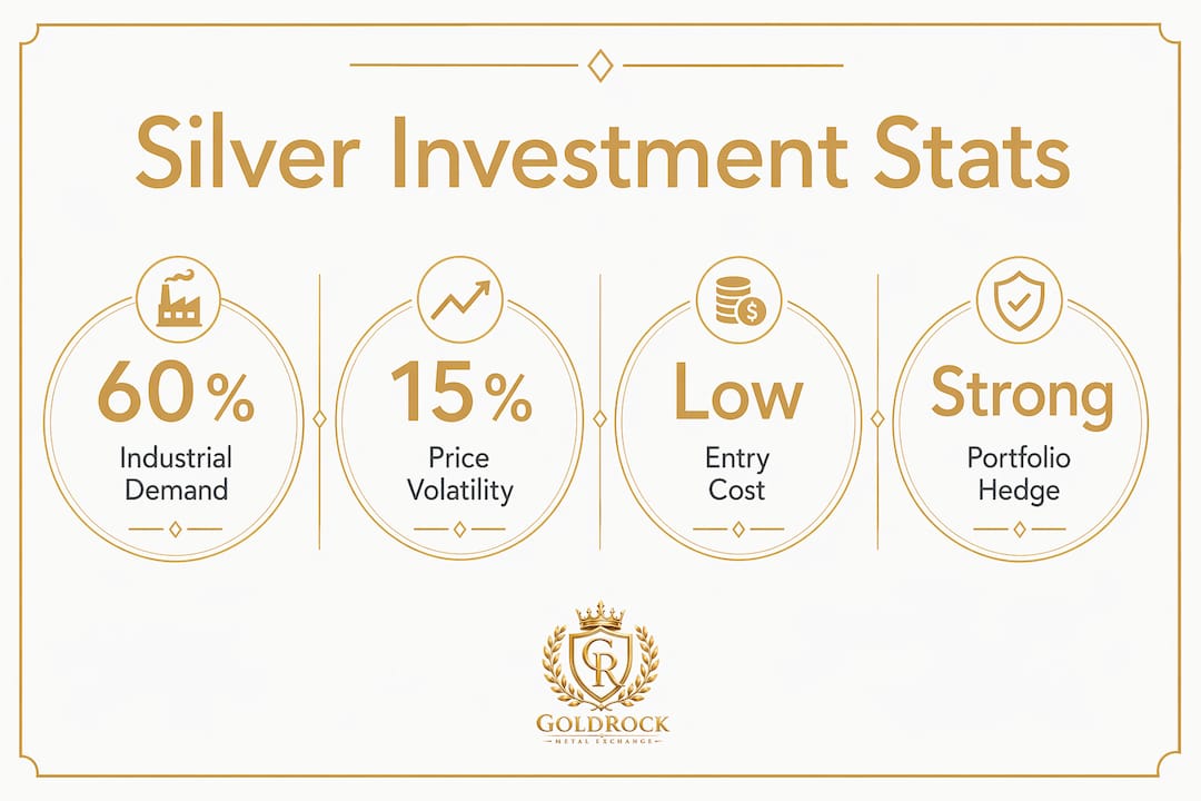 Infographic showing silver investment key statistics