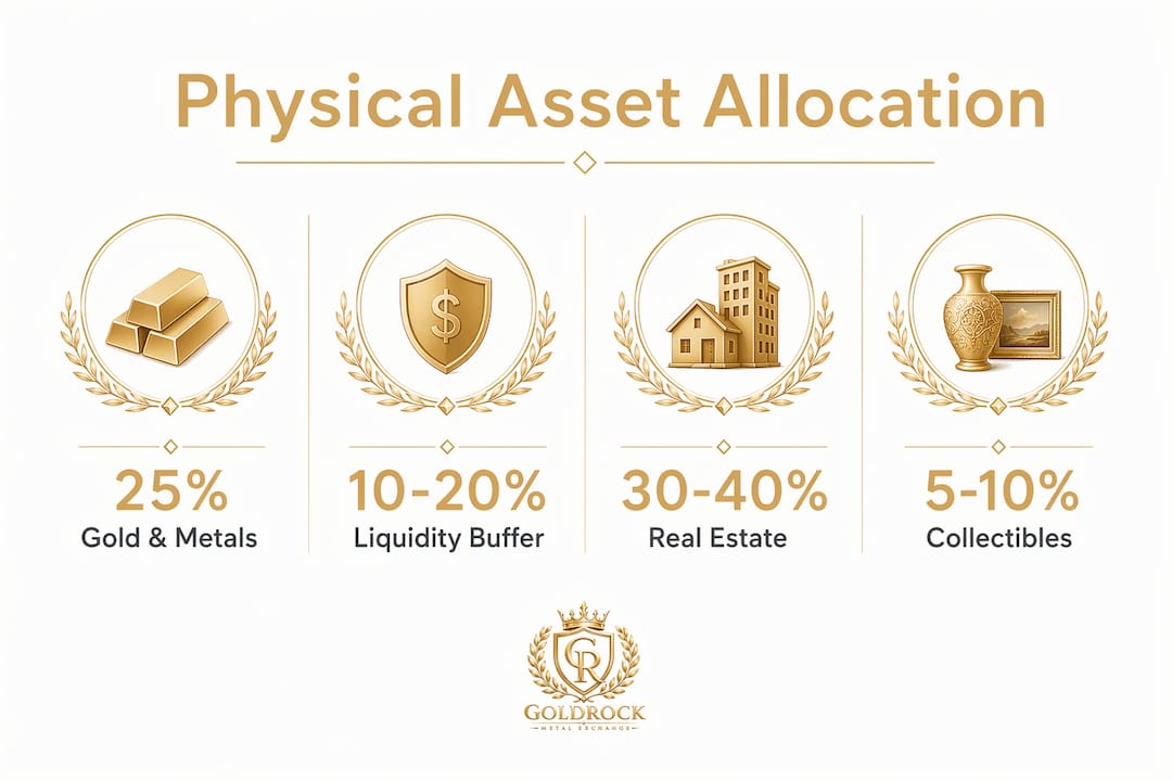 Infographic showing recommended physical asset allocations