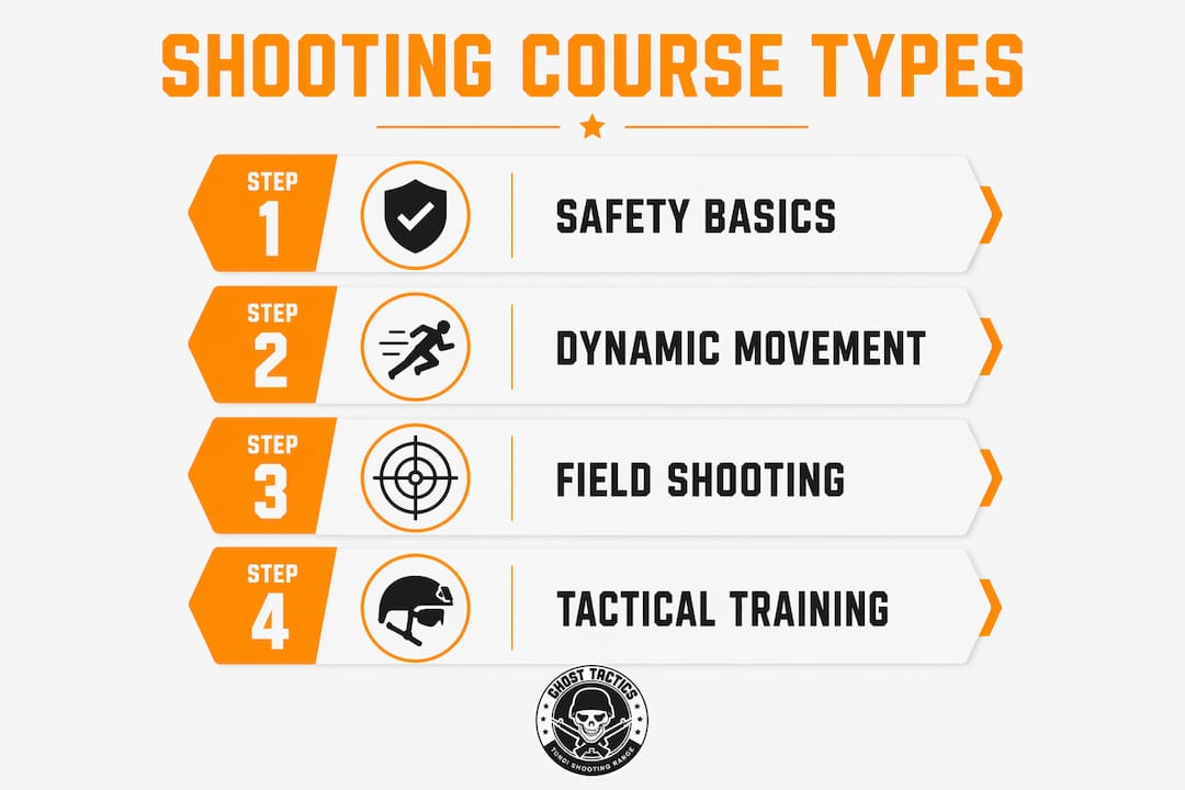 Infographic showing shooting course types