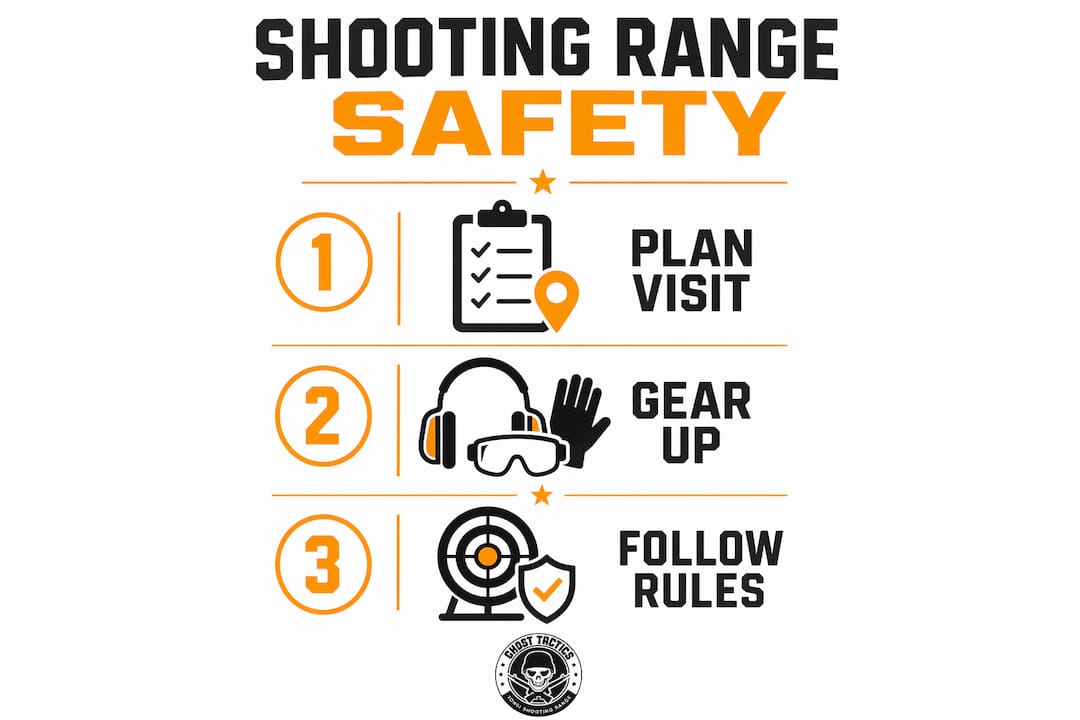 Infographic with shooting range safety steps