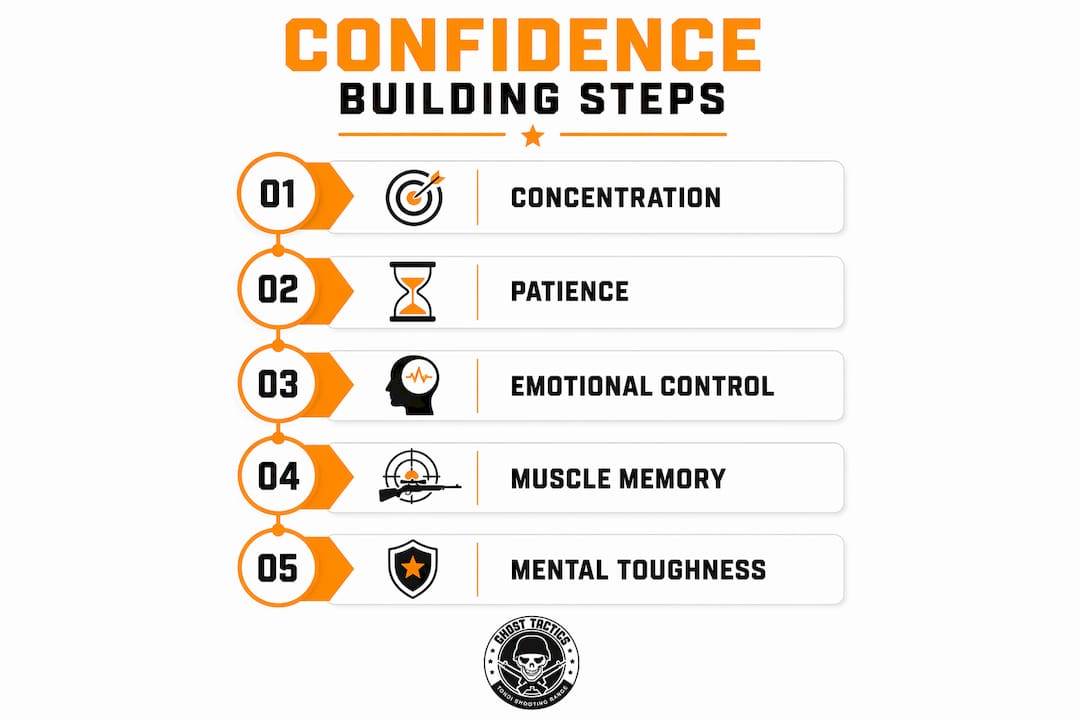 Infographic showing steps of building shooting confidence