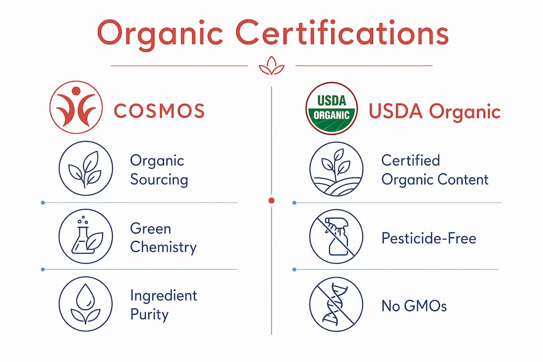 Infographic comparing COSMOS and USDA Organic certifications