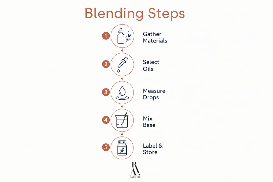 Infographic showing essential oil blending steps