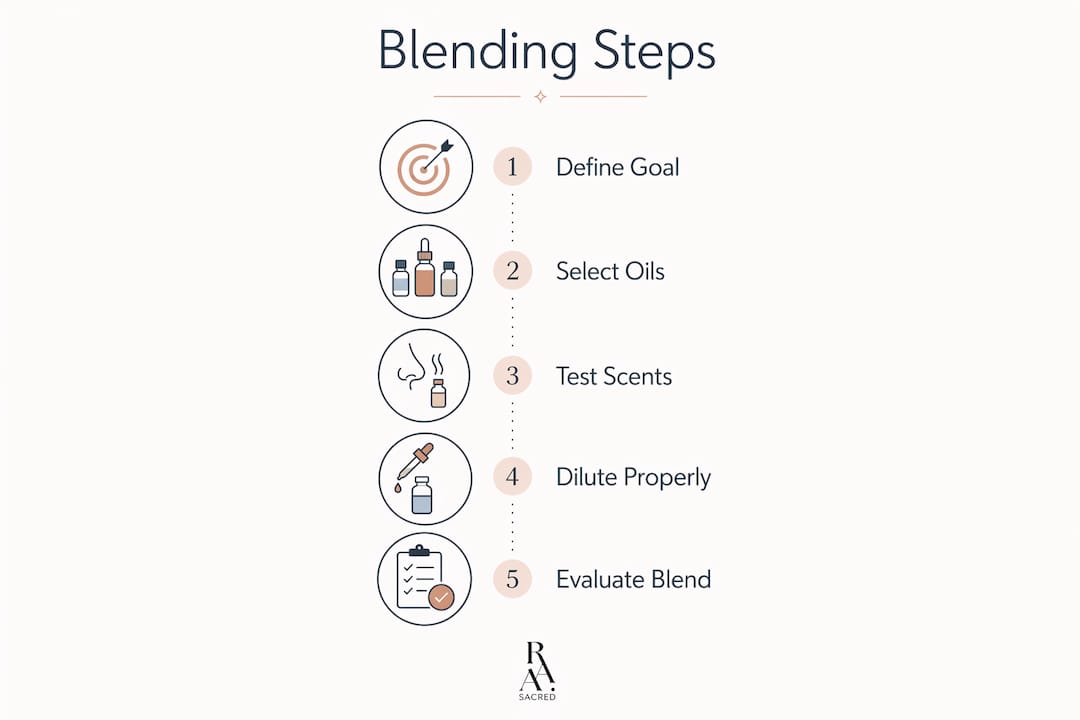 Infographic showing essential oil blending steps