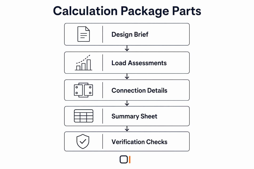 Infographic showing structural calculation package sections