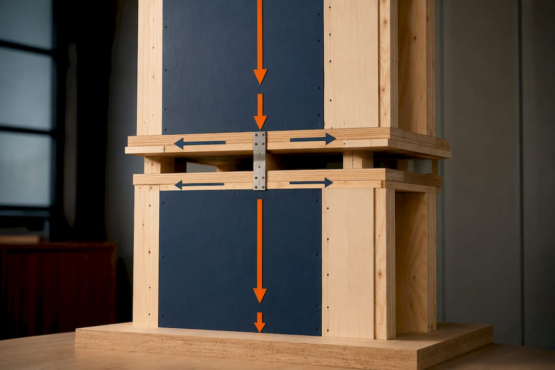 Illustrated shear wall transfer load path