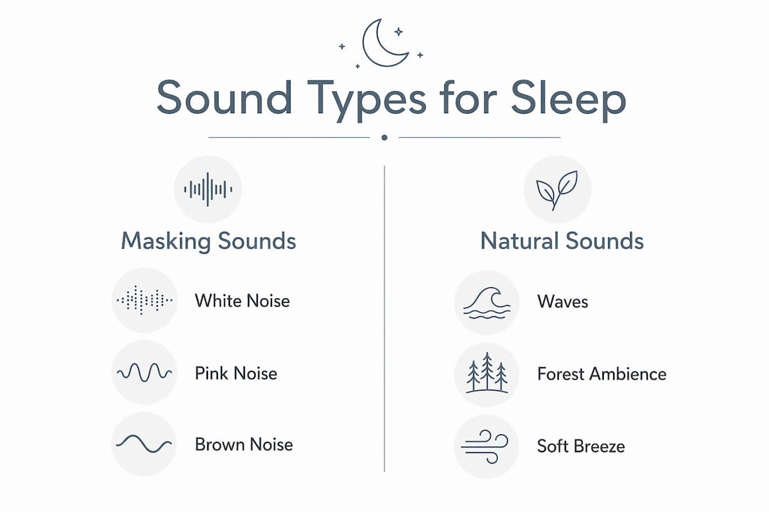 Infographic comparing effective sleep sound types