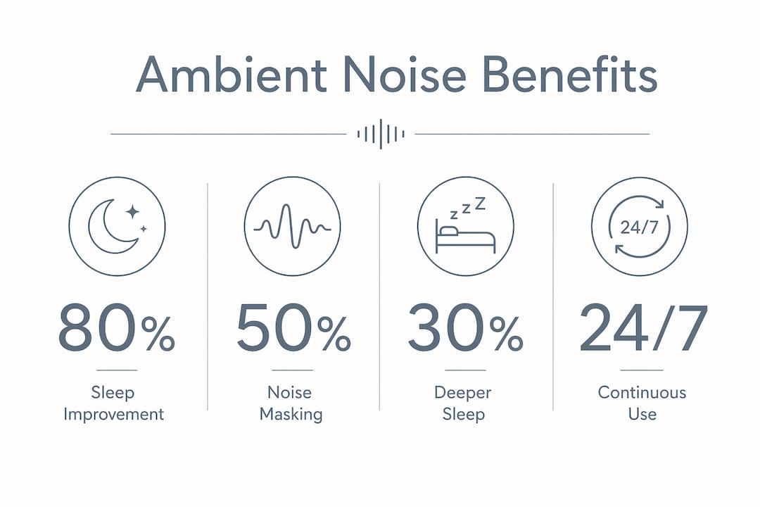 Infographic displaying sleep benefits of ambient noise