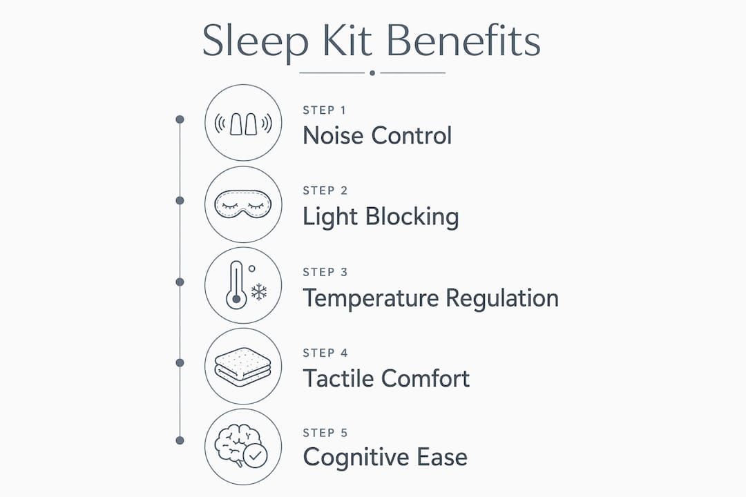 Infographic detailing sleep kit benefits in steps
