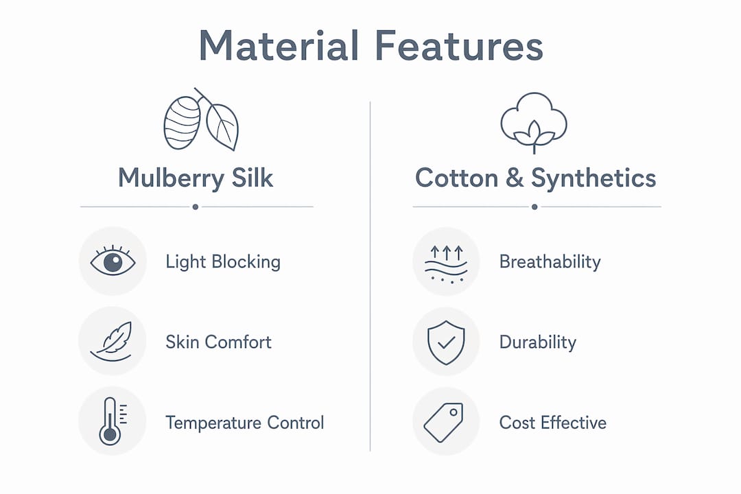 Infographic comparing sleep mask materials