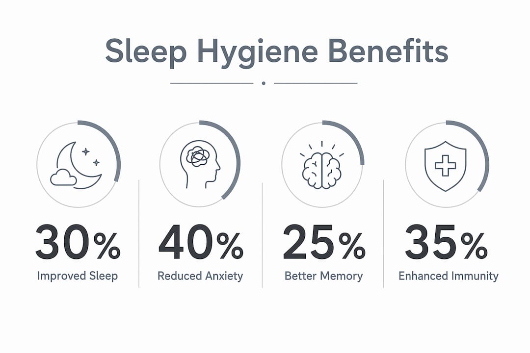 Infographic showing key benefits of sleep hygiene