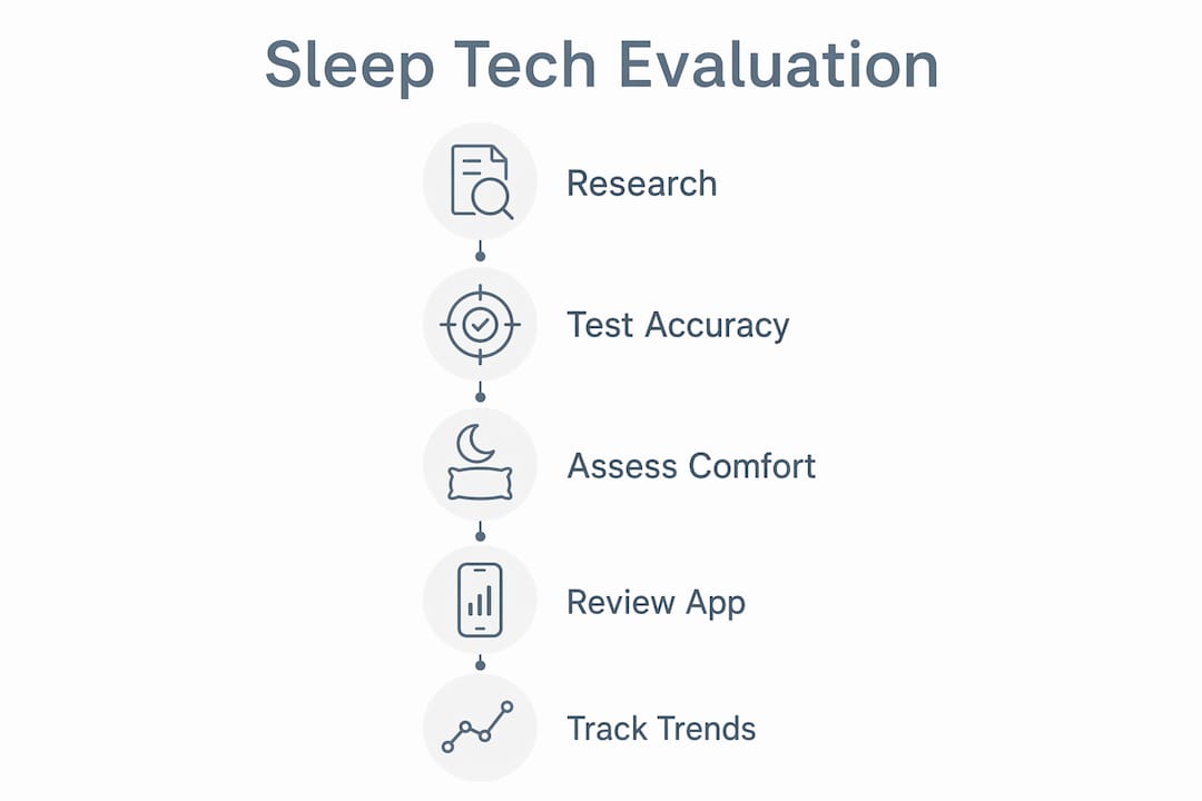 Infographic showing step-by-step sleep tech evaluation