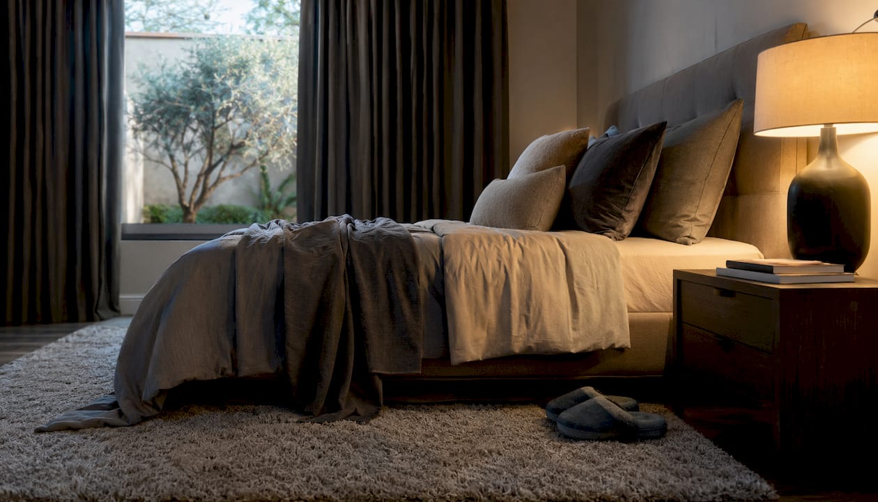 Bedroom arranged for noise reduction