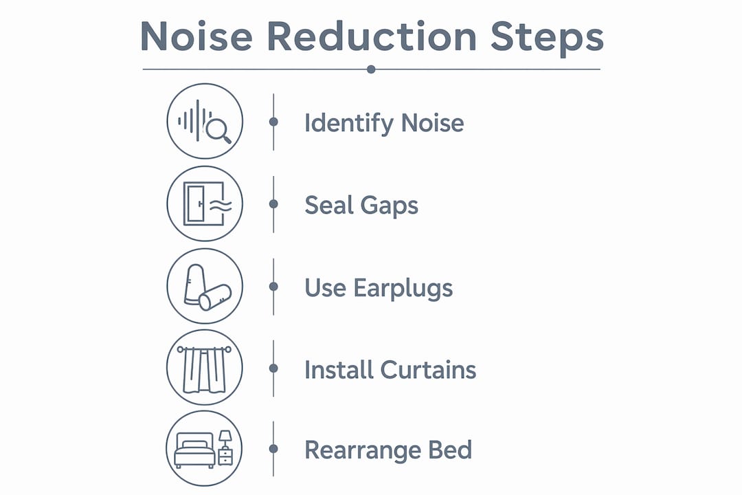 Infographic showing steps to reduce sleep noise