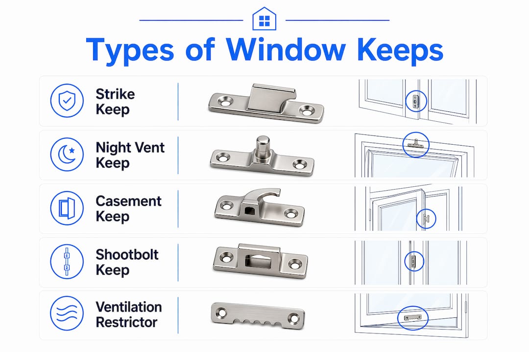 Infographic showing main types of window keeps