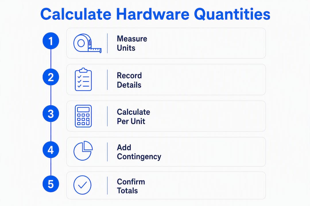 Infographic showing steps to calculate hardware quantities