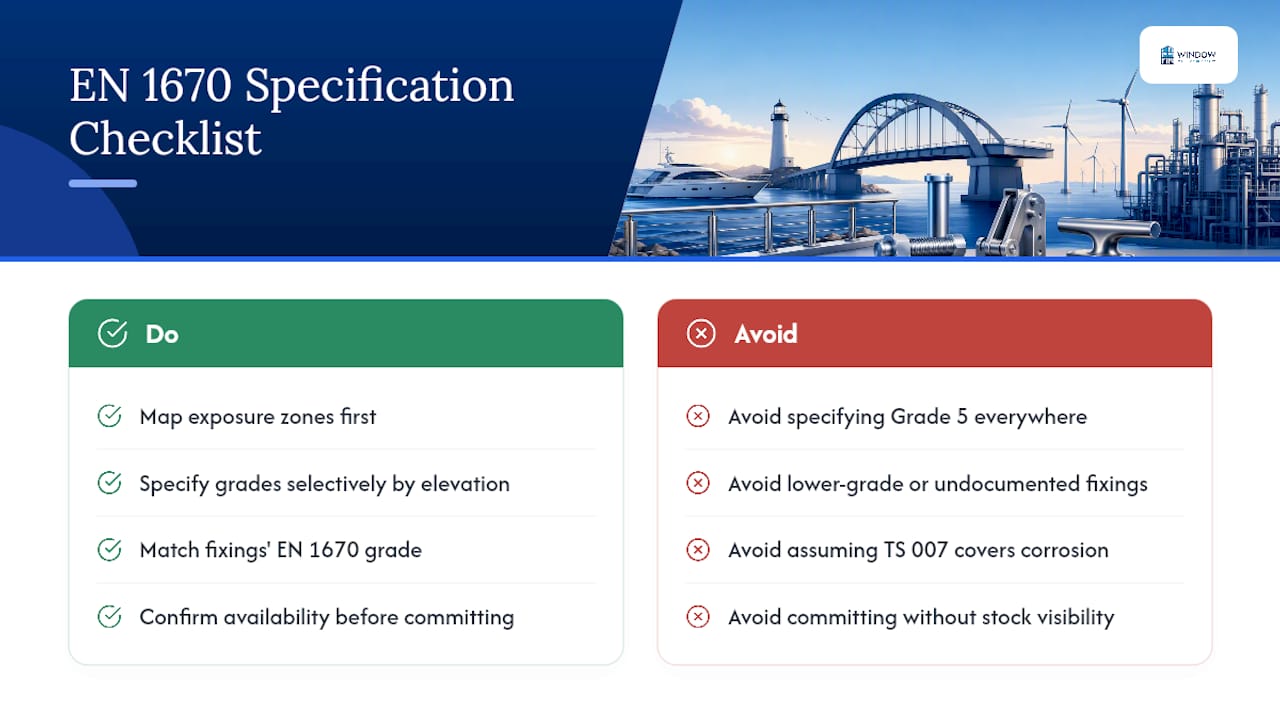 A trade perspective on specifying EN 1670 in practice — overview diagram