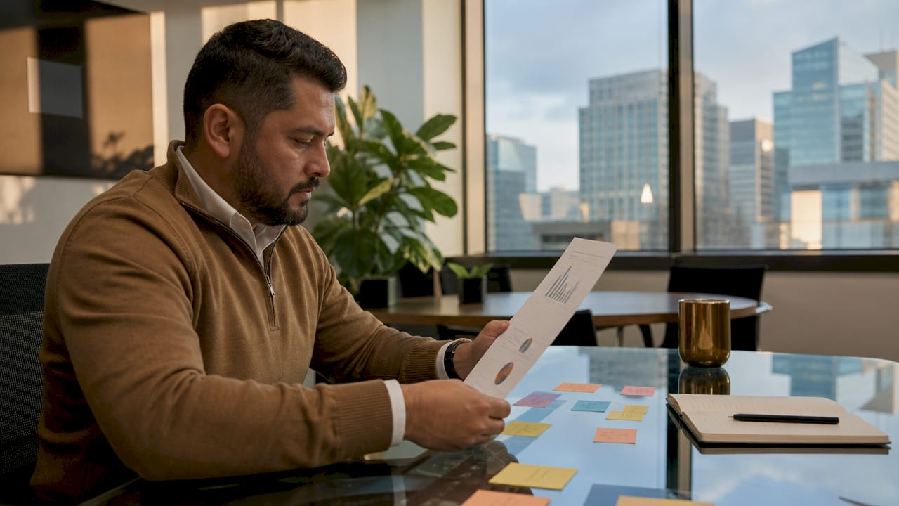 HR professional reviewing turnover report documents