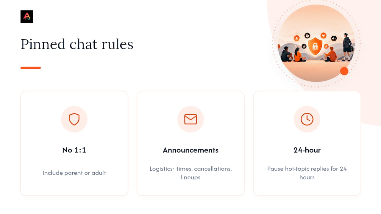 Three youth team chat safety rules