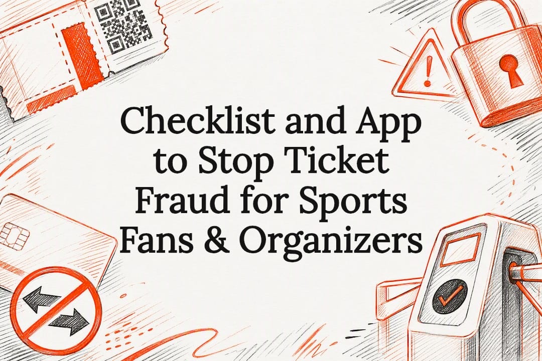 Decorative ticket fraud title card illustration