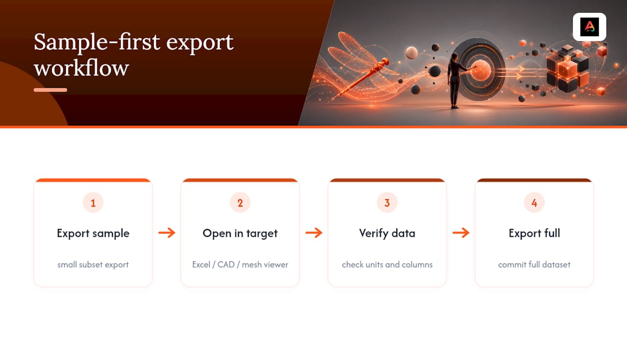 Four-step sample export verification workflow