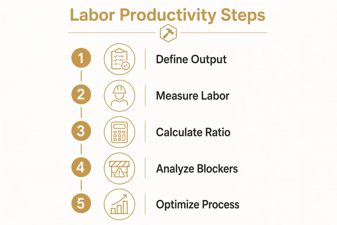 Infographic illustrating labor productivity tracking steps
