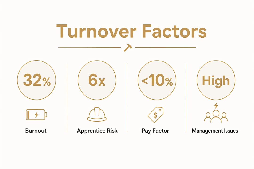 Infographic showing key turnover statistics in skilled trades