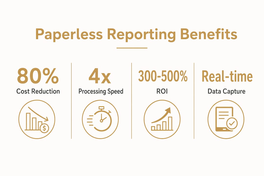 Infographic showing key benefits of paperless reporting