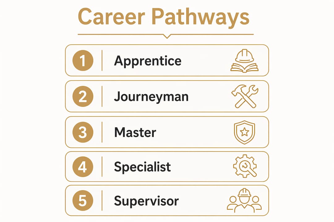 Infographic showing skilled trades career progression steps