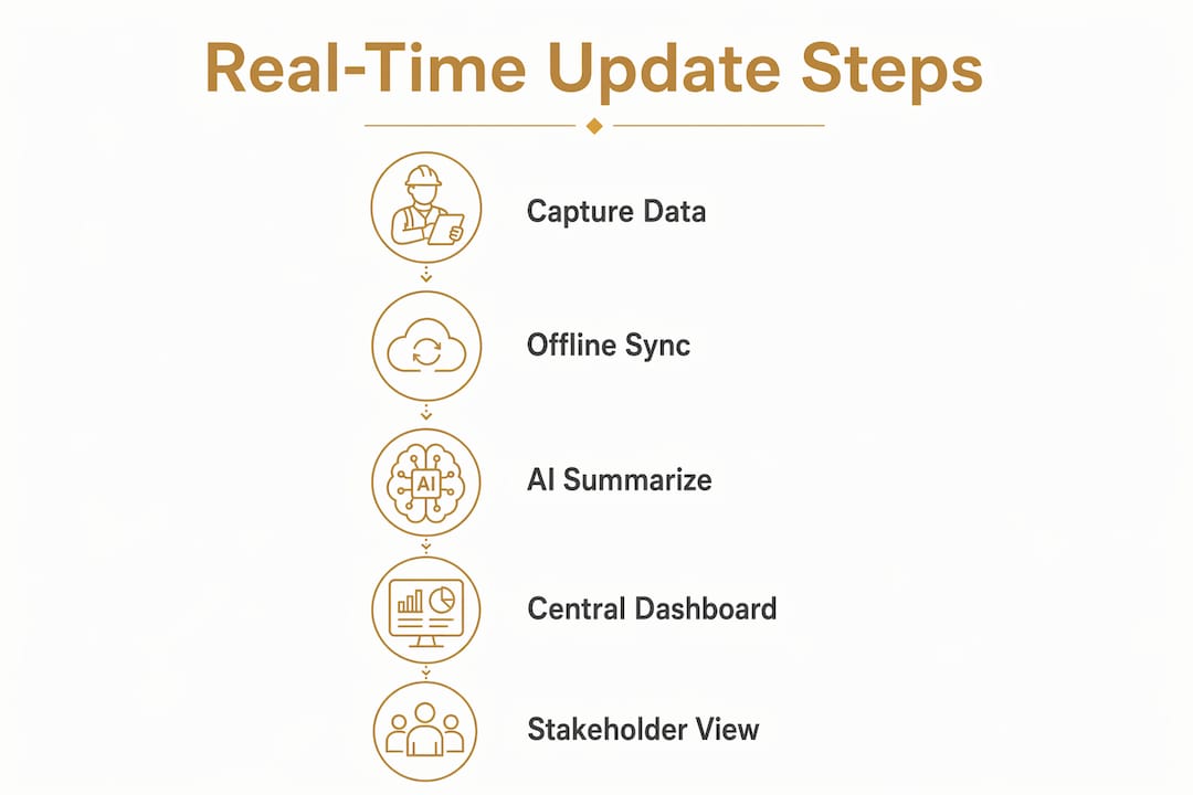 Infographic outlining real-time jobsite update steps