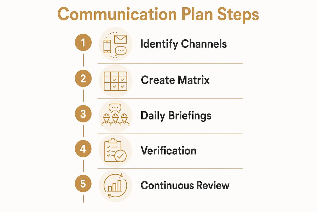 Infographic displaying 5 key steps for jobsite communication