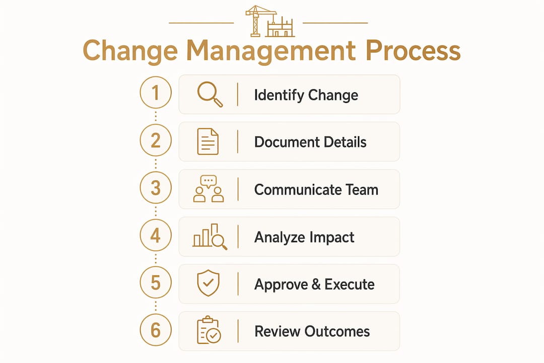 Infographic showing change management steps in construction