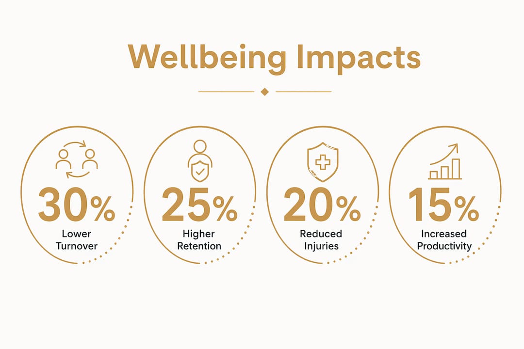 Infographic showing wellbeing impacts on business outcomes