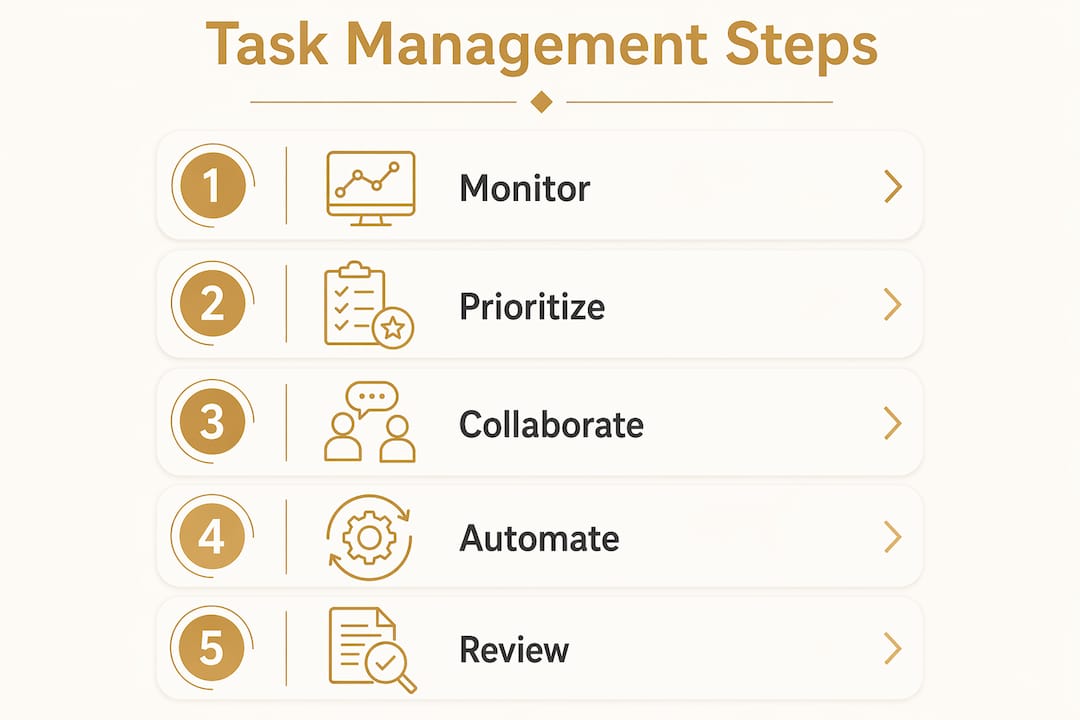 Infographic illustrating real-time task management steps
