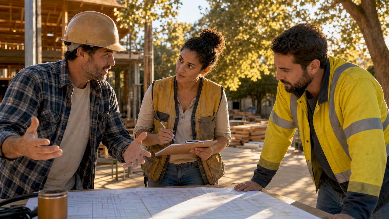 Trades team discussing project schedule