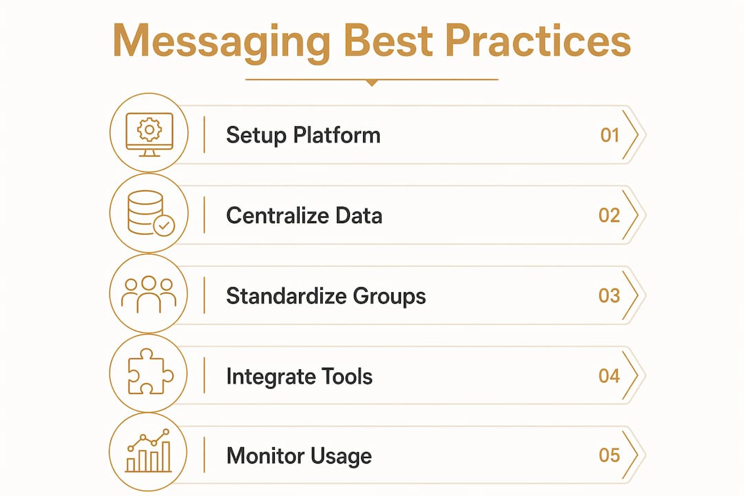 Infographic illustrating messaging system best practices in construction