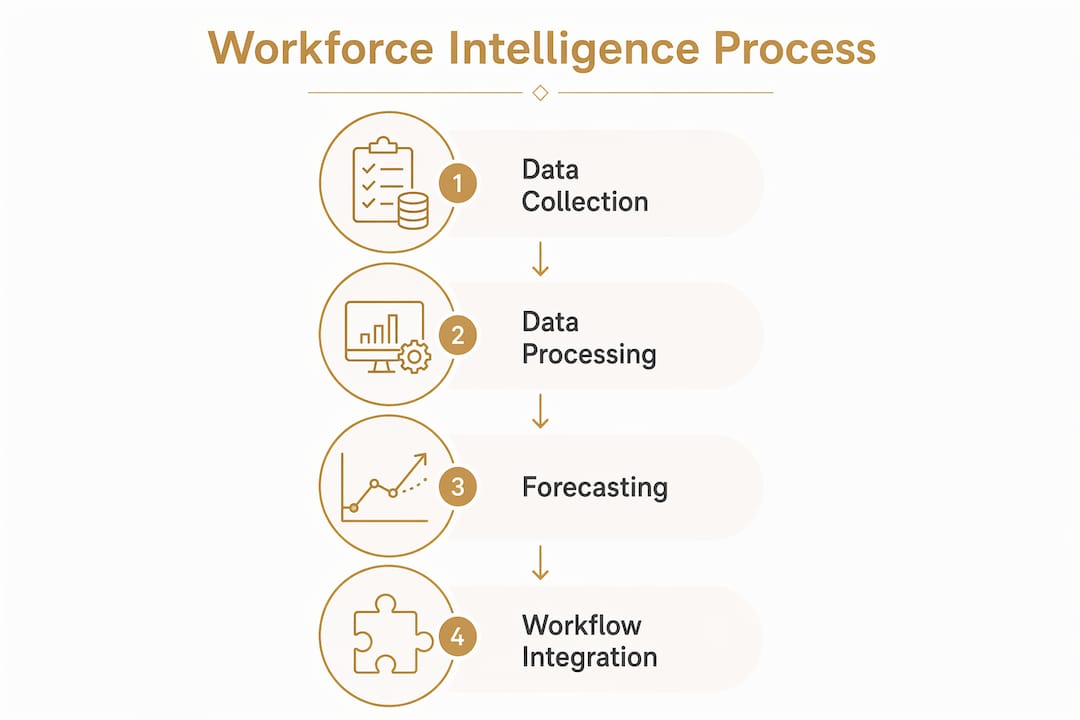 Infographic showing construction workforce intelligence process steps