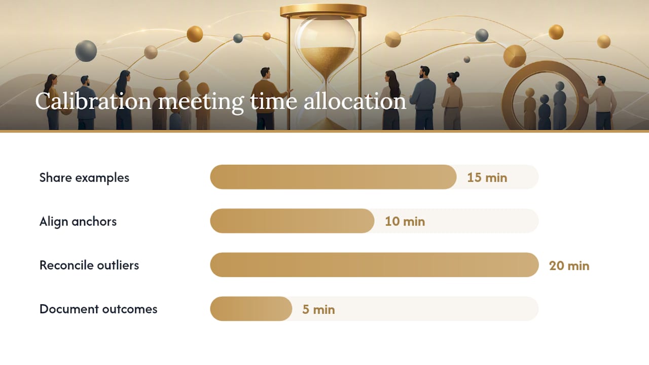 How do calibration meetings and manager training reduce bias? — overview diagram